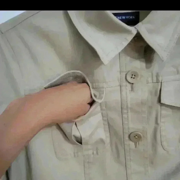 Jones New York Signature Womens Khaki Tactical Style Jacket Military Size Medium - Picture 4 of 15